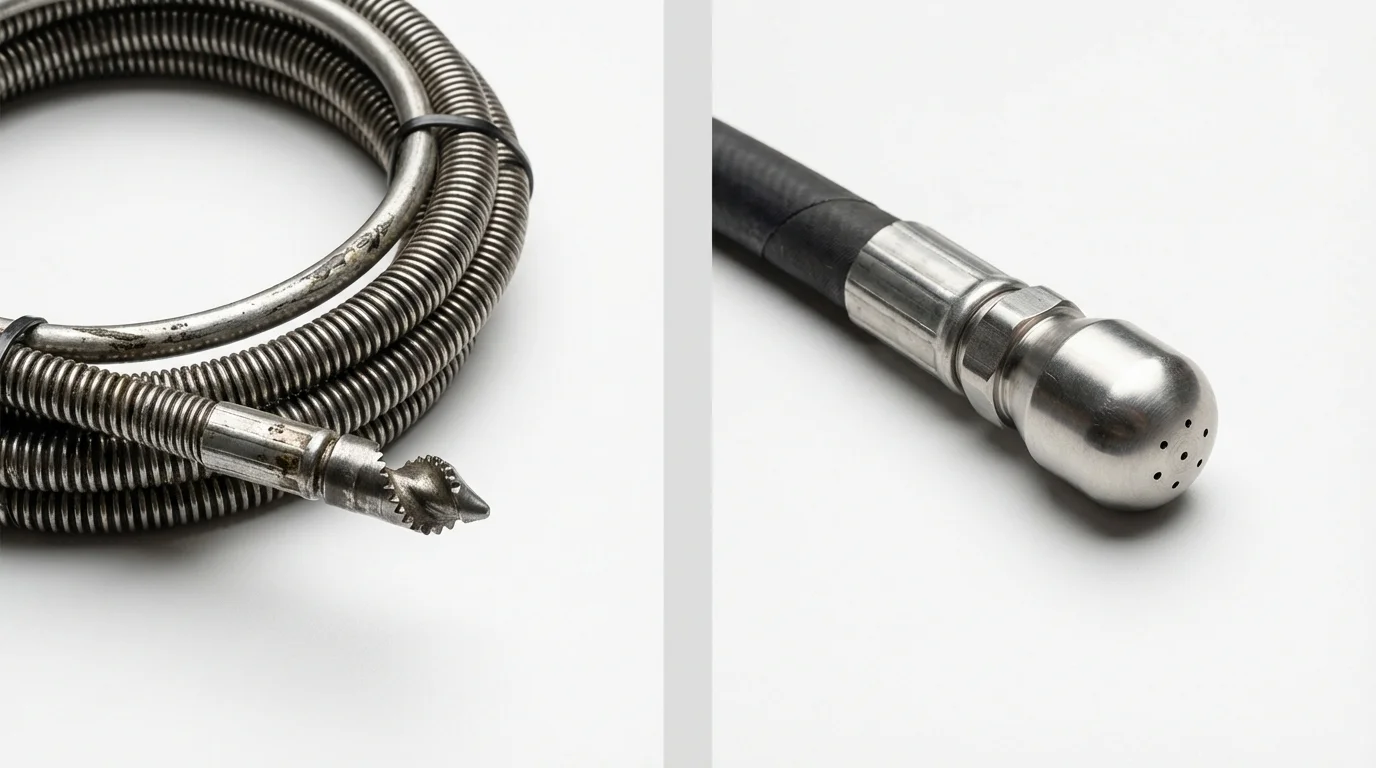Drain snake cable and hydro jetting nozzle used for drain cleaning in Window Rock, AZ